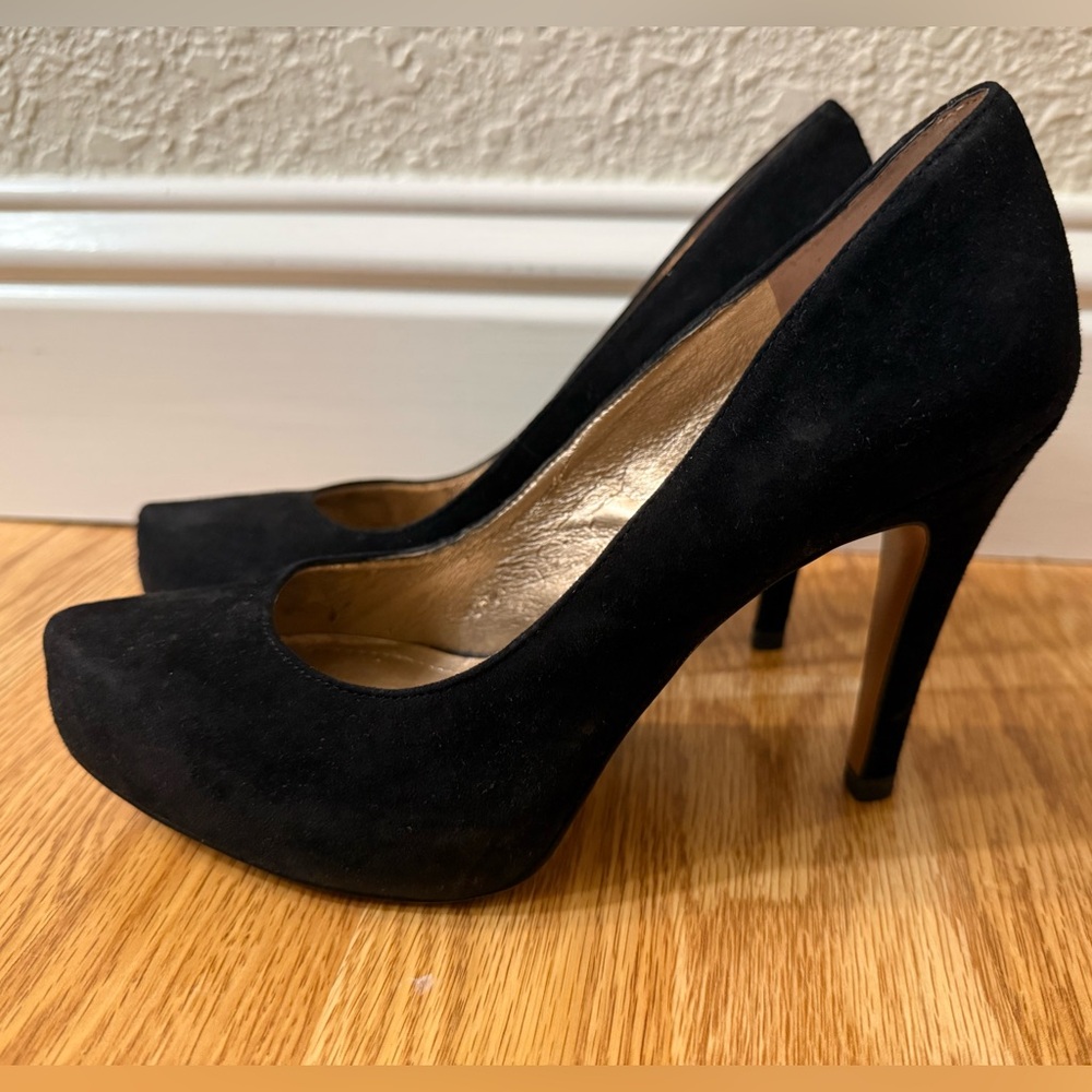 BCBG Classic Black Suede Heels